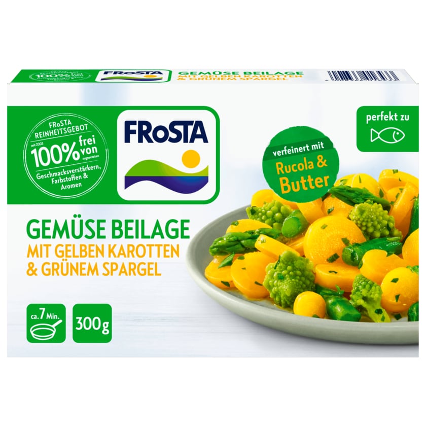 Frosta Gemüse Beilage Gelbe Karotten & Grünem Spargel 300g
